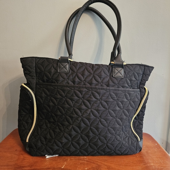 BananaFish Black Quilted Pumping Diaper Bag Gold Toned Hardware - Picture 3 of 15